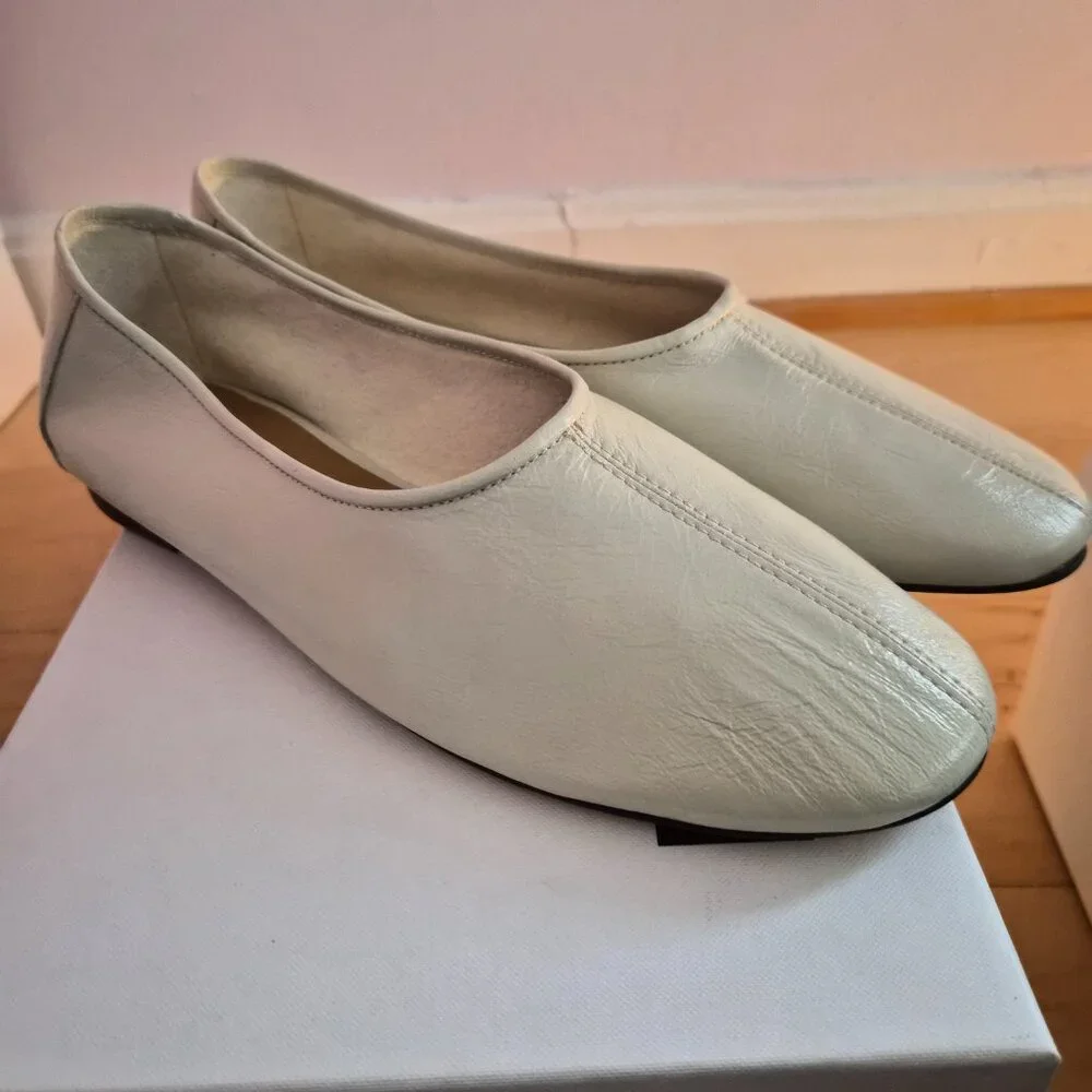 Brand New By Far Prudence Flats Limewash Creased Sz 40 - Picture 6 of 11